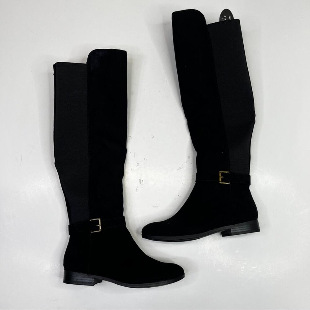 Black Knee-High Riding Boots - Classic Women's Tall Boot - Picture 2 of 12